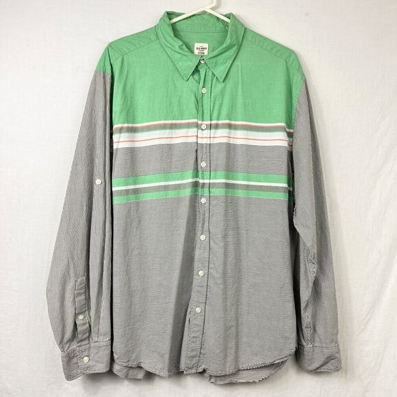 Vintage Y2K Old Navy Long Sleeve Button Shirt Mens XL Roll Tab Preppy Nautical - Picture 1 of 8